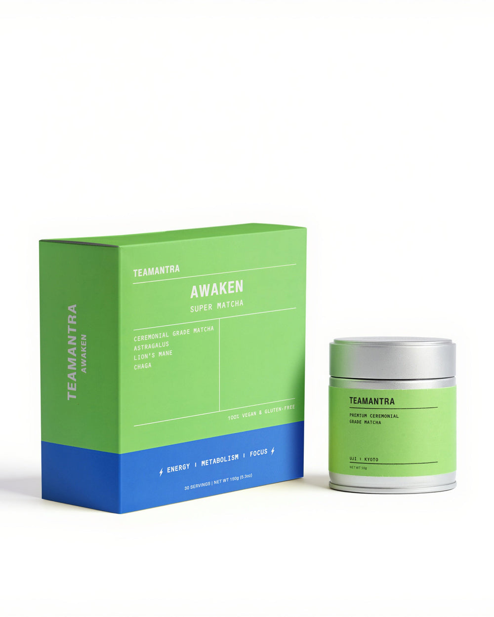 Teamantra Awaken Super Matcha and Ceremonial Grade Matcha